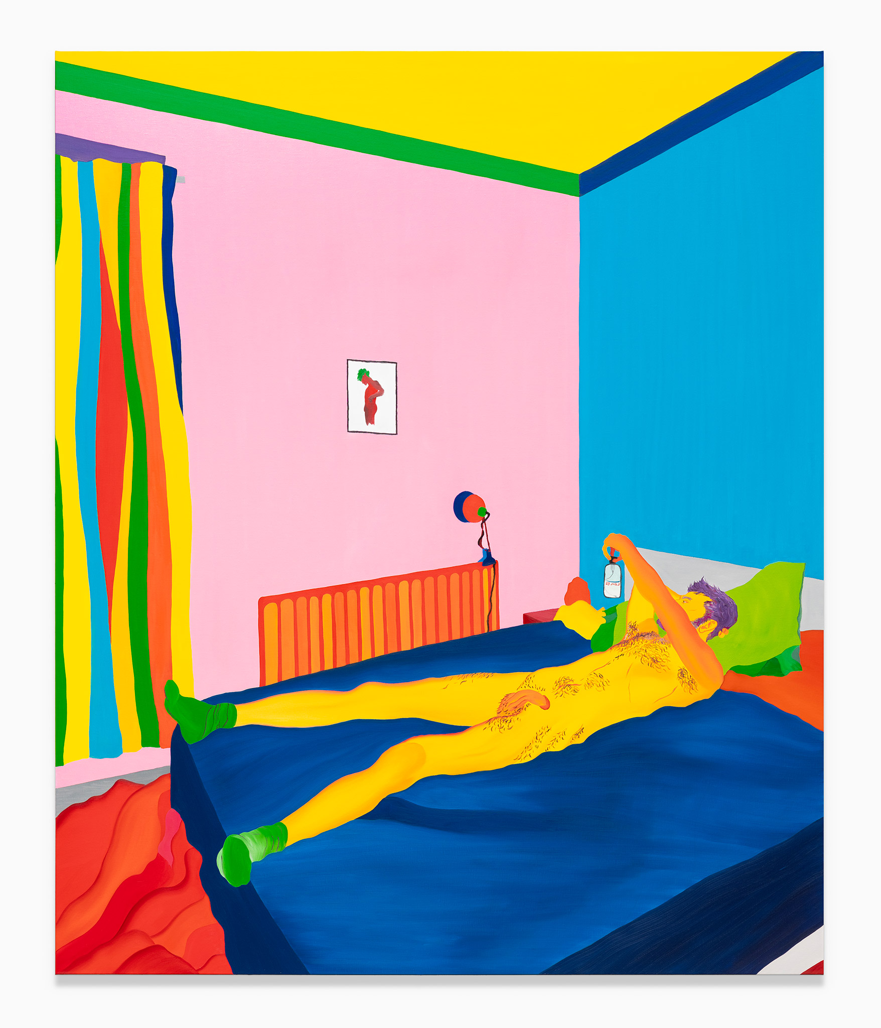 Navot Miller: Ervin in his room in London, 2023, Oil on canvas, 180 x 150 cm