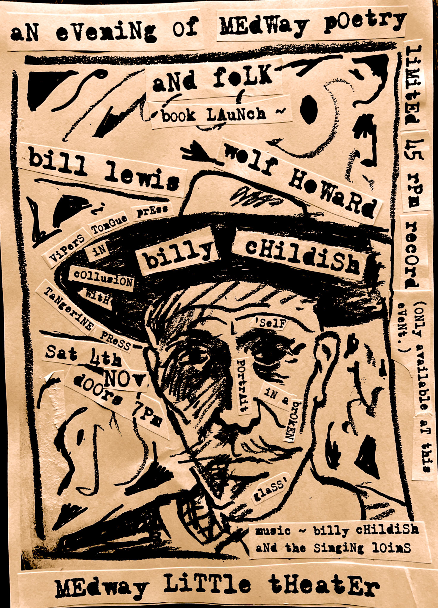 Painting 'An Evening of Medway Poetry and Folk' by Billy Childish at Carl Freedman Gallery.