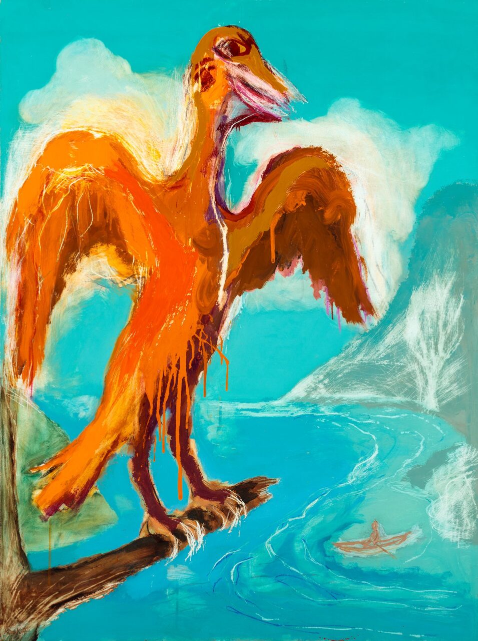 Painting 'The Large Bird' by Ken Kiff at Carl Freedman Gallery