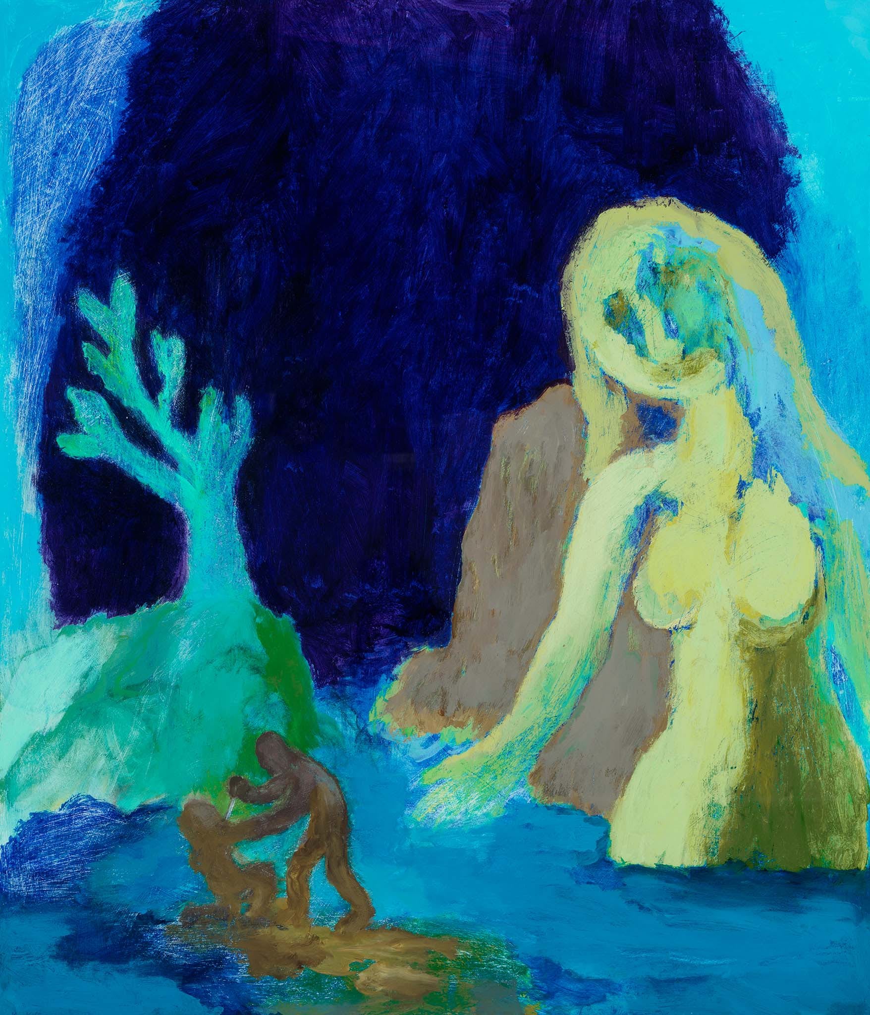 Painting 'Woman Watching a Murder' by Ken Kiff at Carl Freedman Gallery