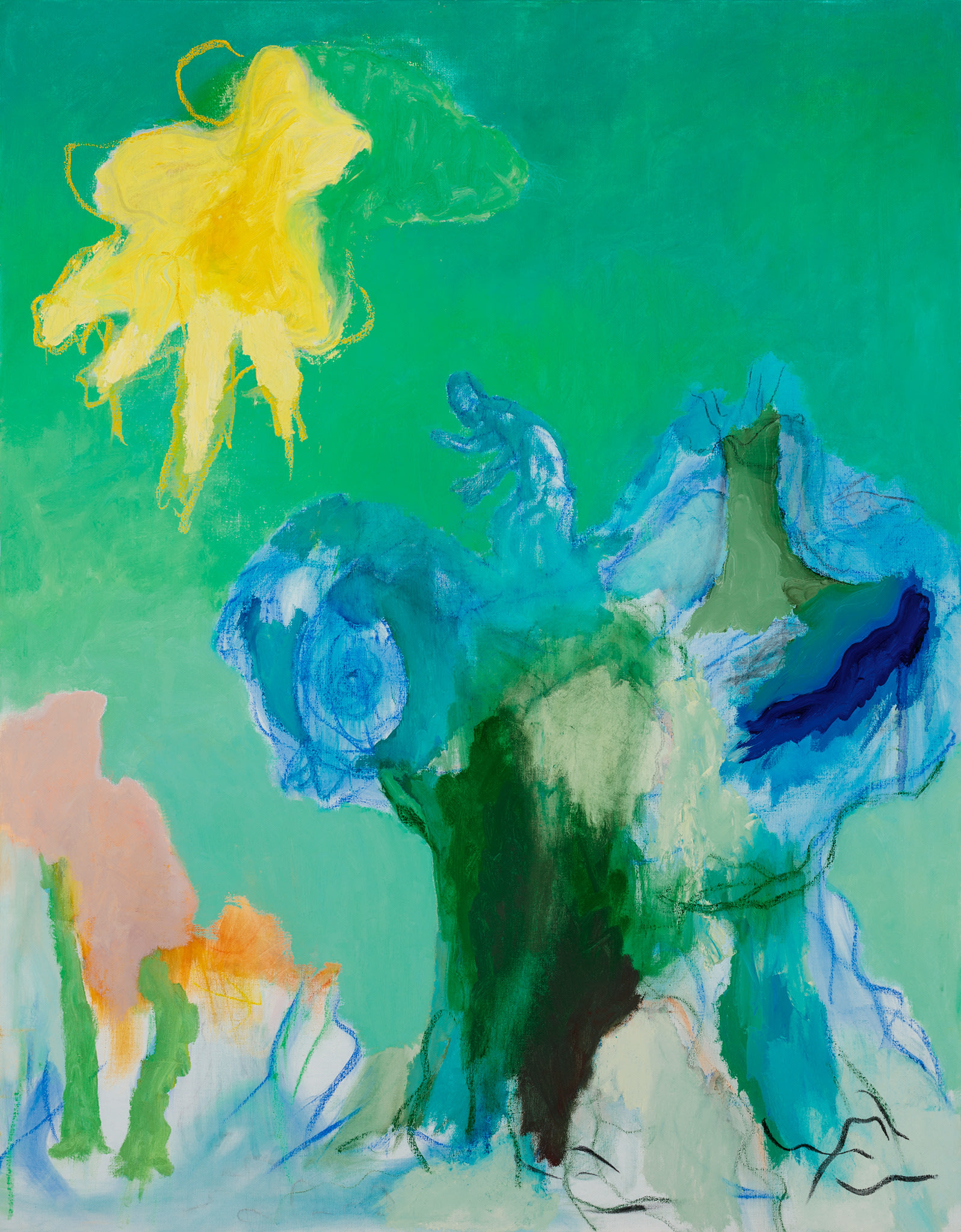 Painting 'Yellow sun above the Sea' by Ken Kiff at Carl Freedman Gallery