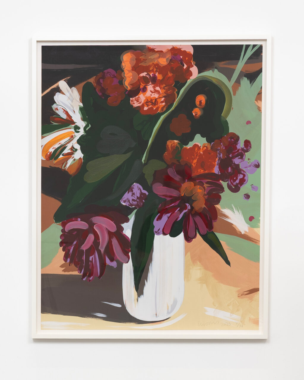 Clare Woods, Last Time (2025), Edition of 30, 19 colour Screenprint with hand-painted embellishments, Produced by Counter Studio, Margate.