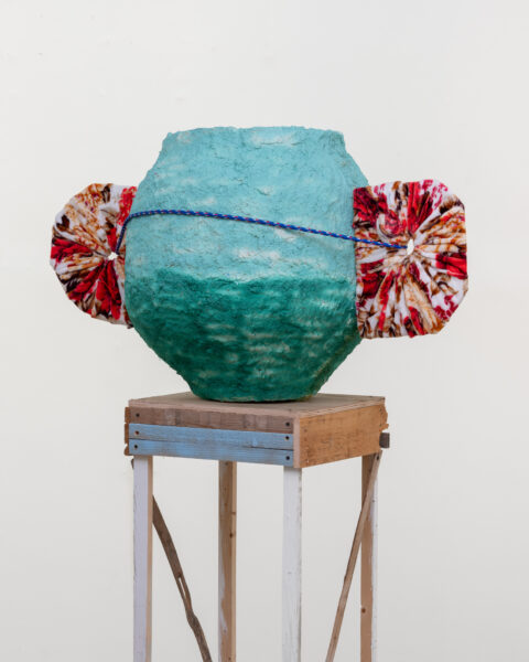 Studio Lenca Monument 10, 2025 Paper, blankets and found materials 55 x 100 x 50 cm (21.5 x 39.5 x 19.5 in)