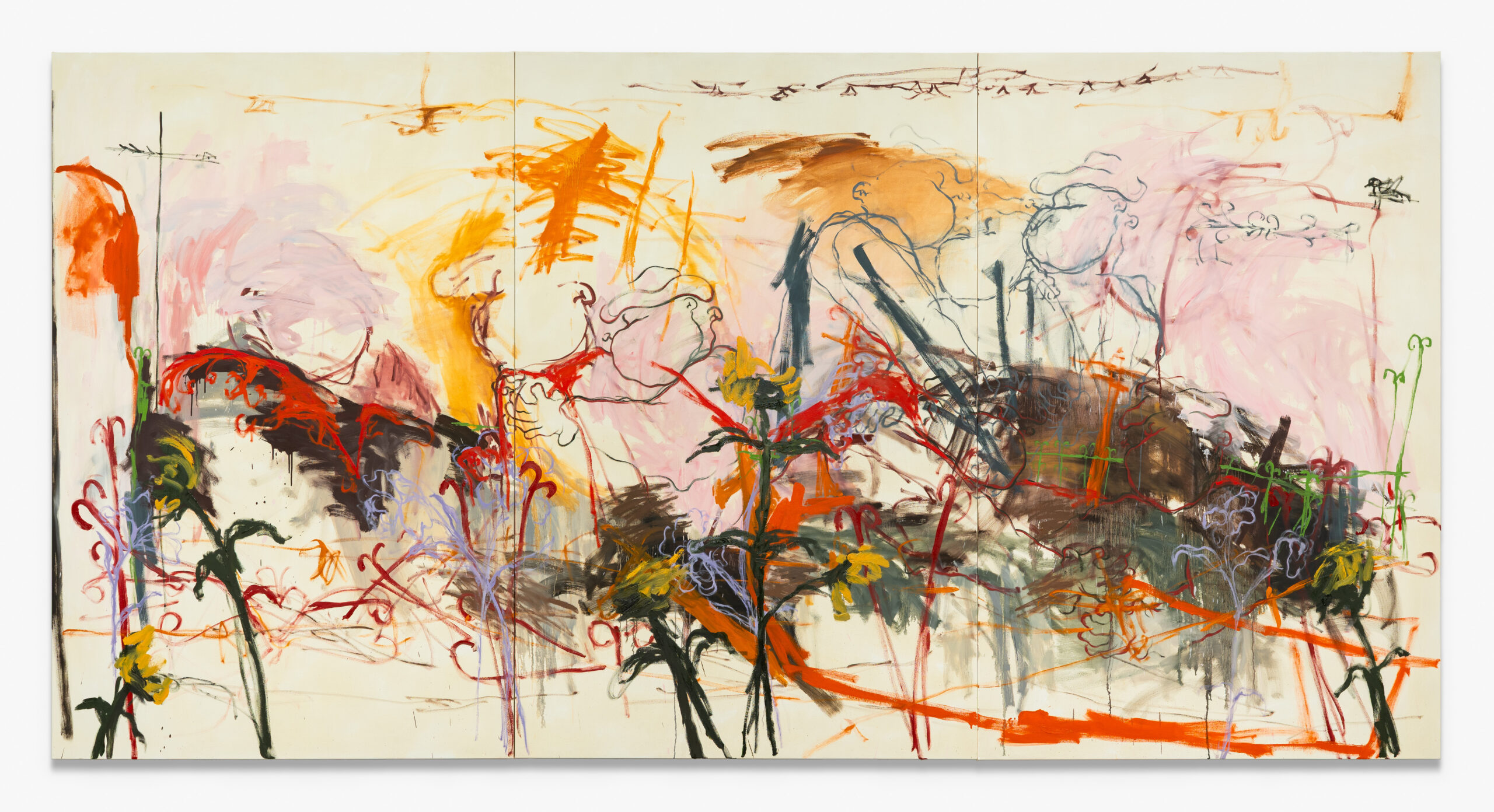 Lola Stong-Brett, At Night I Sit and Beg For You (2025), Oil on canvas, 230 x 450 cm (90.5 x 177 in)